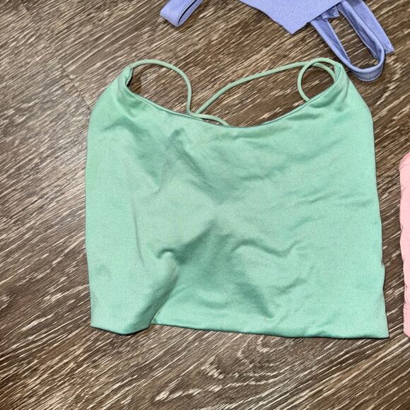 Lot Small 6x Girly Tank Crop Tops Set White Pink Purple Yellow Blouse Backless - Picture 3 of 8